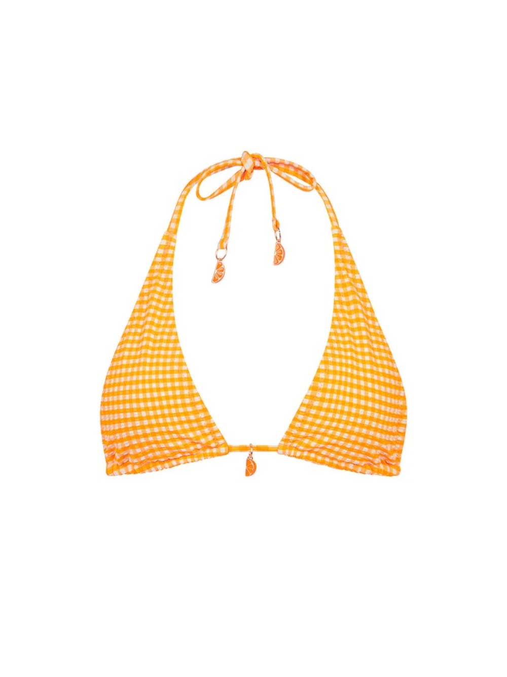 Kulani Kinis x OliPop Simple Strap Halter Bikini Top Size Small NWT Orange Cream